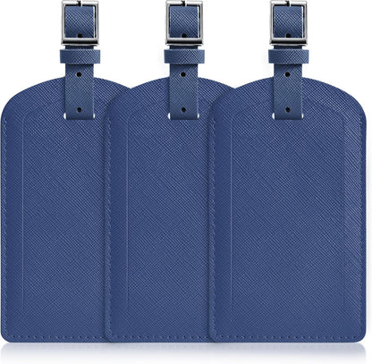 3 Pack Luggage Tags for Suitcases, TSA Approved Bag Tags, Baggage Tags with Privacy Protection, Travel Essentials Luggage Accessories, Dark Blue