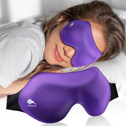 100% Blackout Eye Masks for Sleep: 3D Contoured Zero Eye Pressure Sleeping Mask for Lash Extensions - Great for All Sleep Positions - Perfect for Men Women Airplane Travel Essentials (Purple)