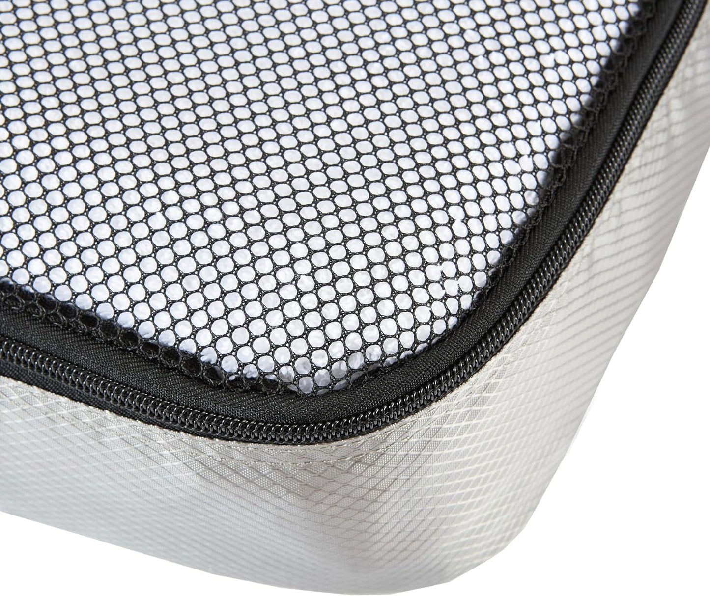 Amazon Basics 4 Piece Packing Cubes Travel Organizer Set with Double Zipper, Mesh Top, Large, Gray