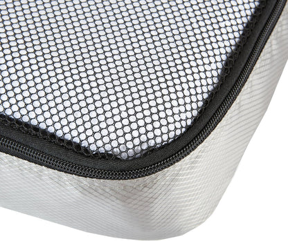 Amazon Basics 4 Piece Packing Cubes Travel Organizer Set with Double Zipper, Mesh Top, Large, Gray