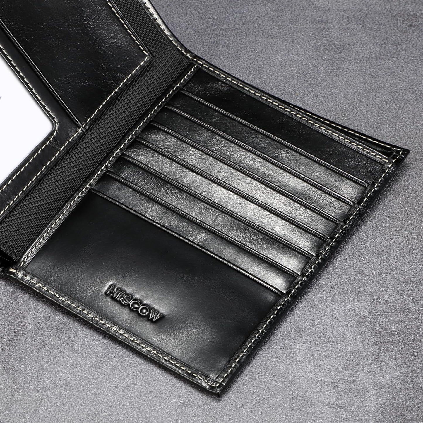 HISCOW Italian Leather Passport Holder for Travel - RFID Blocking Wallet Cover with Secure Organizer for Men & Women, US & Foreign Trips, Antiqued Black