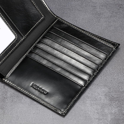 HISCOW Italian Leather Passport Holder for Travel - RFID Blocking Wallet Cover with Secure Organizer for Men & Women, US & Foreign Trips, Antiqued Black