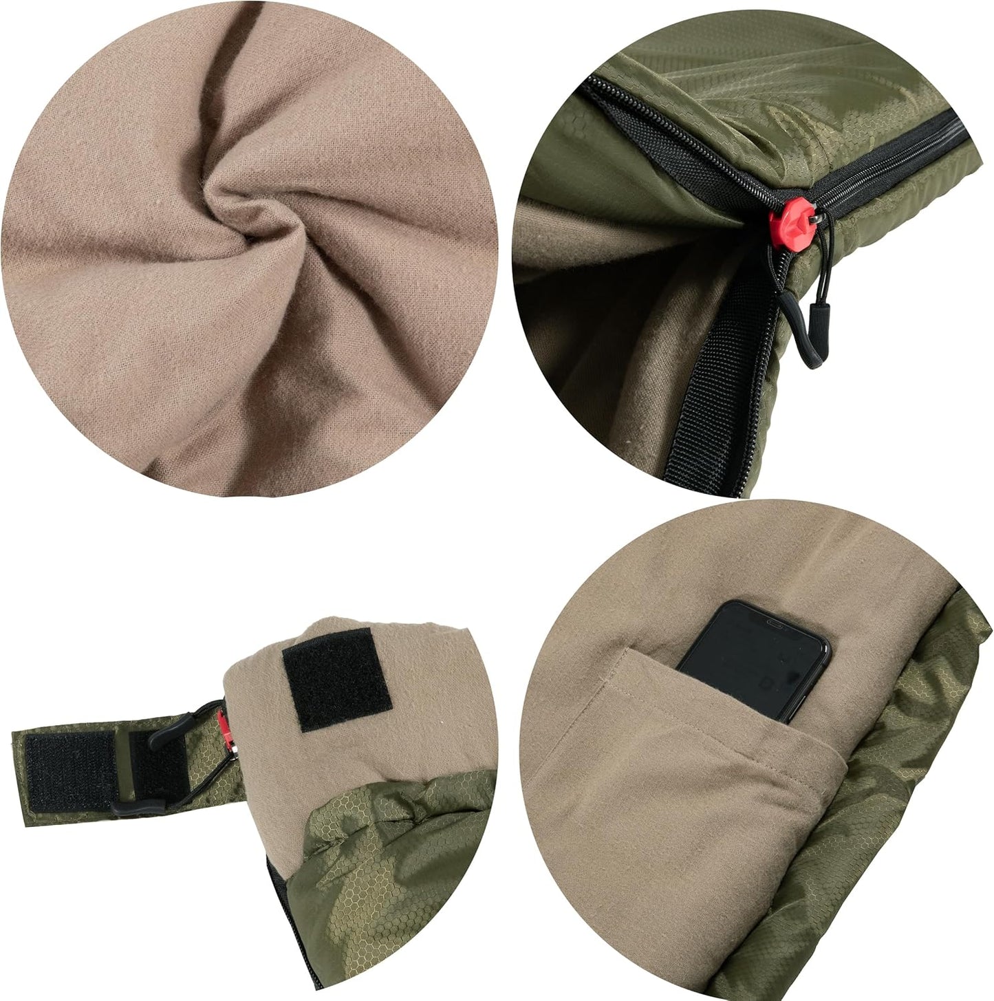 PO PO BEAR Zero Degree Sleeping Bag for Adults 100% Cotton Flannel Tall and Big