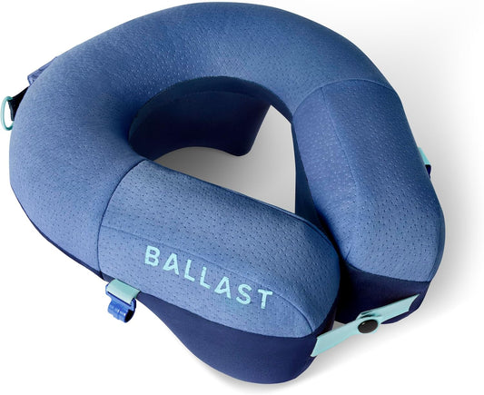 Ballast Travel Pillow PRO – Neck Pillow for Airplane, Compact Travel Pillow for Beach & Traveling, Enjoy Relaxation Wherever You Go (Ocean Blue)
