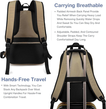 Boavan Laptop Backpack for men, 15.6 inch Laptop Bag with USB Port, Waterproof Travel Work Backpack Purse, Anti-Theft Teacher Nurse Doctor Casual Bookbags Office Business backpack，Khaki