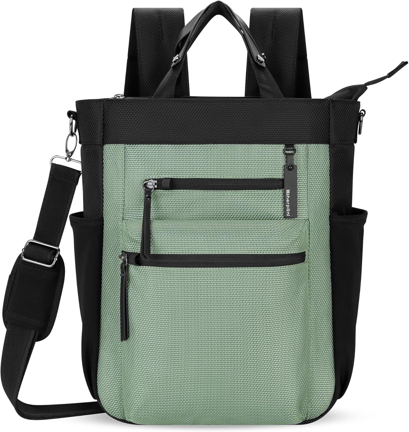 Sherpani Soleil, Anti Theft Convertible Backpack, 3 in 1 Tote Bag, Cross Body Purse, 18L Travel Backpack, Travel Gifts for Women, RFID Protection, Metal Hardware Fits 13” Laptop (Aloe Mist)