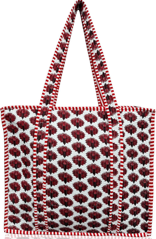 Cotton Quilted Tote Bag for Women – Large Beach & Travel Tote with Zipper, Reusable Grocery Bag