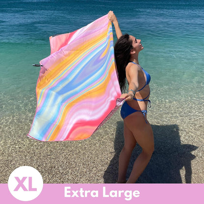 ECCOSOPHY Microfiber Beach Towel - Sand Free Towels are Quick Dry, Light Weight, Super Absorbent - Perfect Pool, Travel, Cruise, Camping Essentials - Oversized Extra Large for Adults 71x35 in