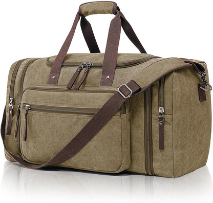 Canvas Expandable Duffle Bag for Men Traveling, Luggage Travel Bag Weekender Overnight Bag,Mens Gym Carry on Duffel Bags