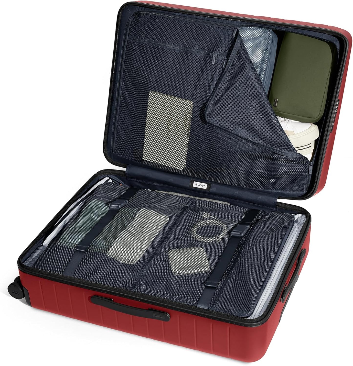 Away Large Checked Luggage, 29 Inch Hardside Suitcase with Spinner Wheels, Lightweight & Durable, TSA Lock, Tango Red