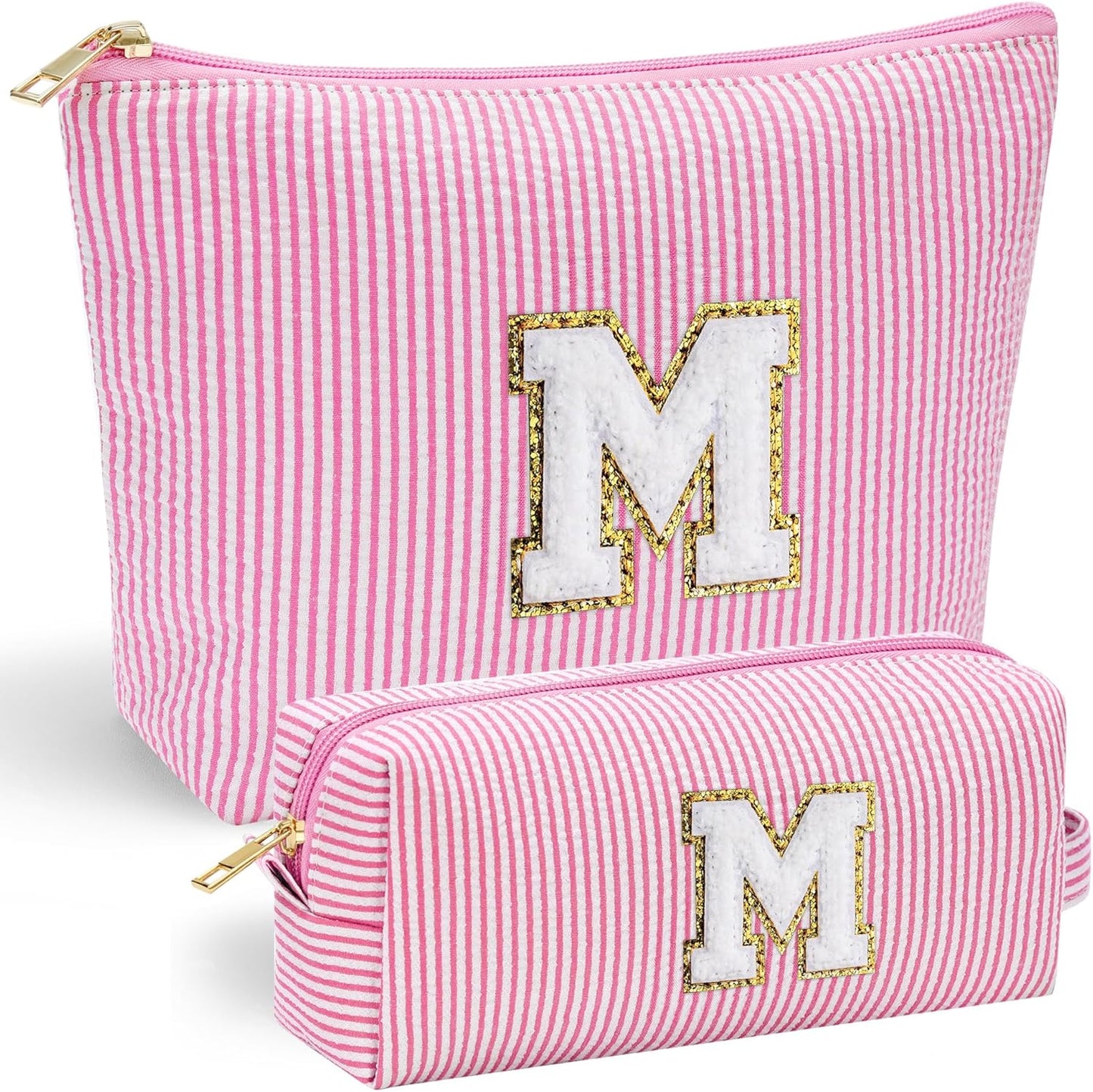 YOOLIFE Mothers Day Gifts for Women Girls- Pink Preppy Makeup Bag Best Friend Birthday Gifts Graduation Teacher Gifts Wedding Gifts Bridesmaid Gifts Daughter Teacher Wife Gifts Teen Girl Gifts M