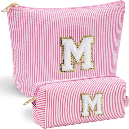 YOOLIFE Mothers Day Gifts for Women Girls- Pink Preppy Makeup Bag Best Friend Birthday Gifts Graduation Teacher Gifts Wedding Gifts Bridesmaid Gifts Daughter Teacher Wife Gifts Teen Girl Gifts M