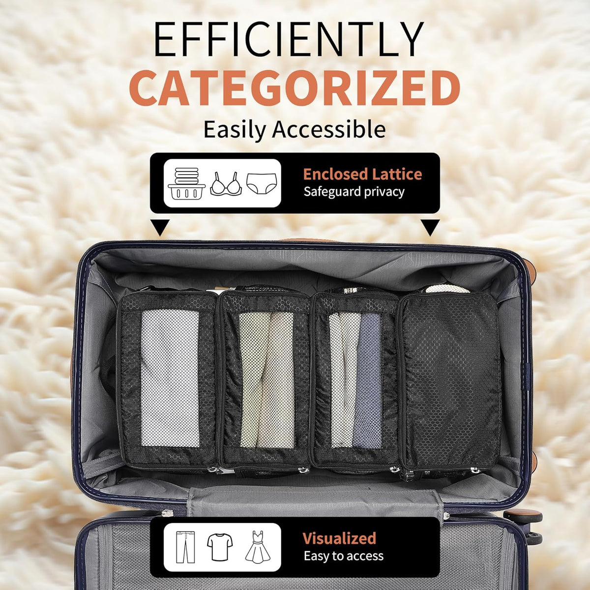 Suitcase Organizer Travel Bags Organizer for Luggage Compression Hanging Packing Cubes for Travel Carry on Closet (Bag Only)
