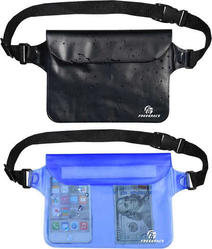 Freegrace Waterproof Pouches with Waist Strap / Pouch Case Bundle Set- Keep Your Phone & Valuables Dry and Safe - Waterproof Dry Bags for Boating Swimming Snorkeling Kayaking Beach Water Parks Pool