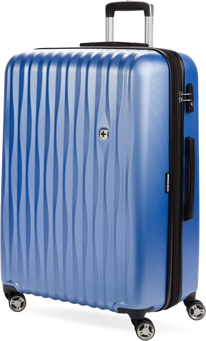 SwissGear 7272 Energie Expandable Hardside Luggage with Spinner Wheels and TSA Lock, Periwinkle Blue, Checked-Large 27-Inch