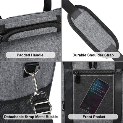 Tirrinia 6 Bottle Wine Cooler Bag - Insulated & Padded Versatile Wine Gift Carrier Tote Bag for Travel, BYOB Restaurant, Wine Tasting, Party, Best Gift for Wine Lover, Grey