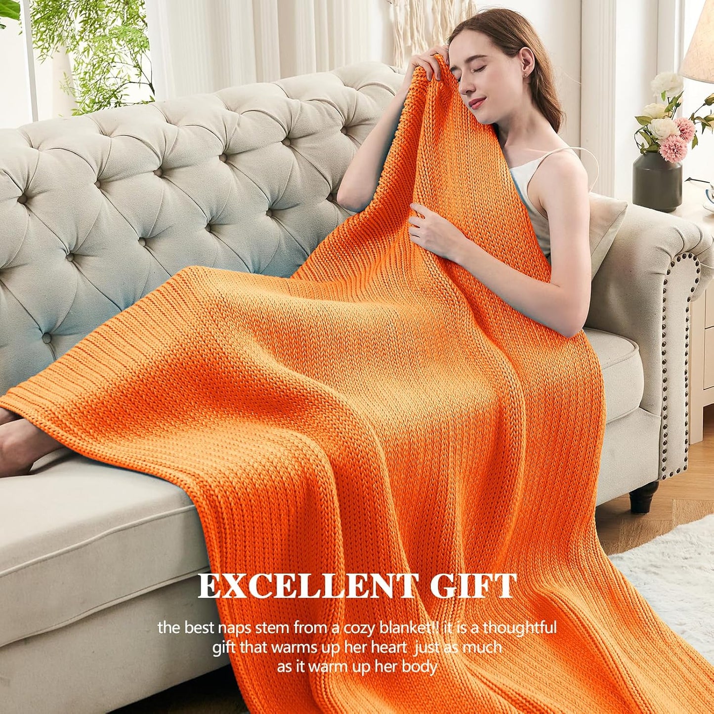 L'AGRATY Knitted Weighted Blanket - 60"x80" 20lbs Cooling Chunky Knit Heavy Blanket for Adults Braided Crochet Throw Thick Cable Yarn Knit Decorative No Beads Evenly Weighted Machine Washable