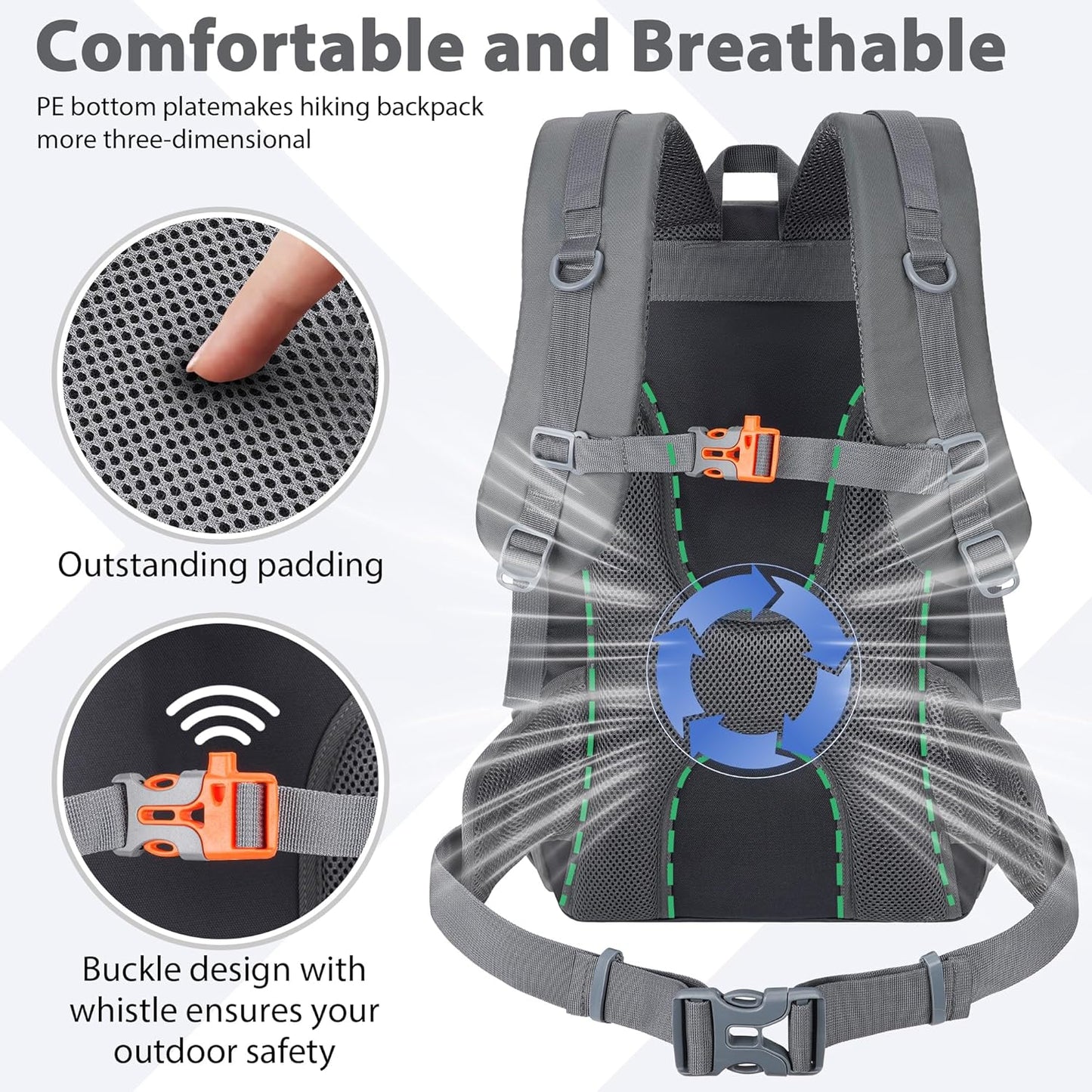 Hiking Backpack 30L Lightweight Travel Daypack Small Day Pack for Men Women Outdoor Camping Backpacking, Black