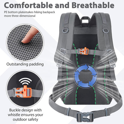 Hiking Backpack 30L Lightweight Travel Daypack Small Day Pack for Men Women Outdoor Camping Backpacking, Black