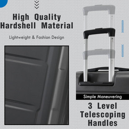 Merax Luggage Set 2 Piece Suitcase Sets with Spinner Wheel,Lightweight Hardside Expandable Travel Laggage with TSA Lock,Suitcase with Travel Bag(20"/28",Dark Gray)