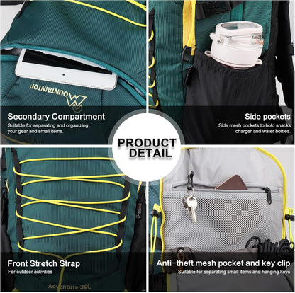 MOUNTAINTOP Hiking Backpack,30L Camping Backpack, Men Women Hiking Daypack Lightweight Travel Backpack for Camping Climbing Skiing Cycling