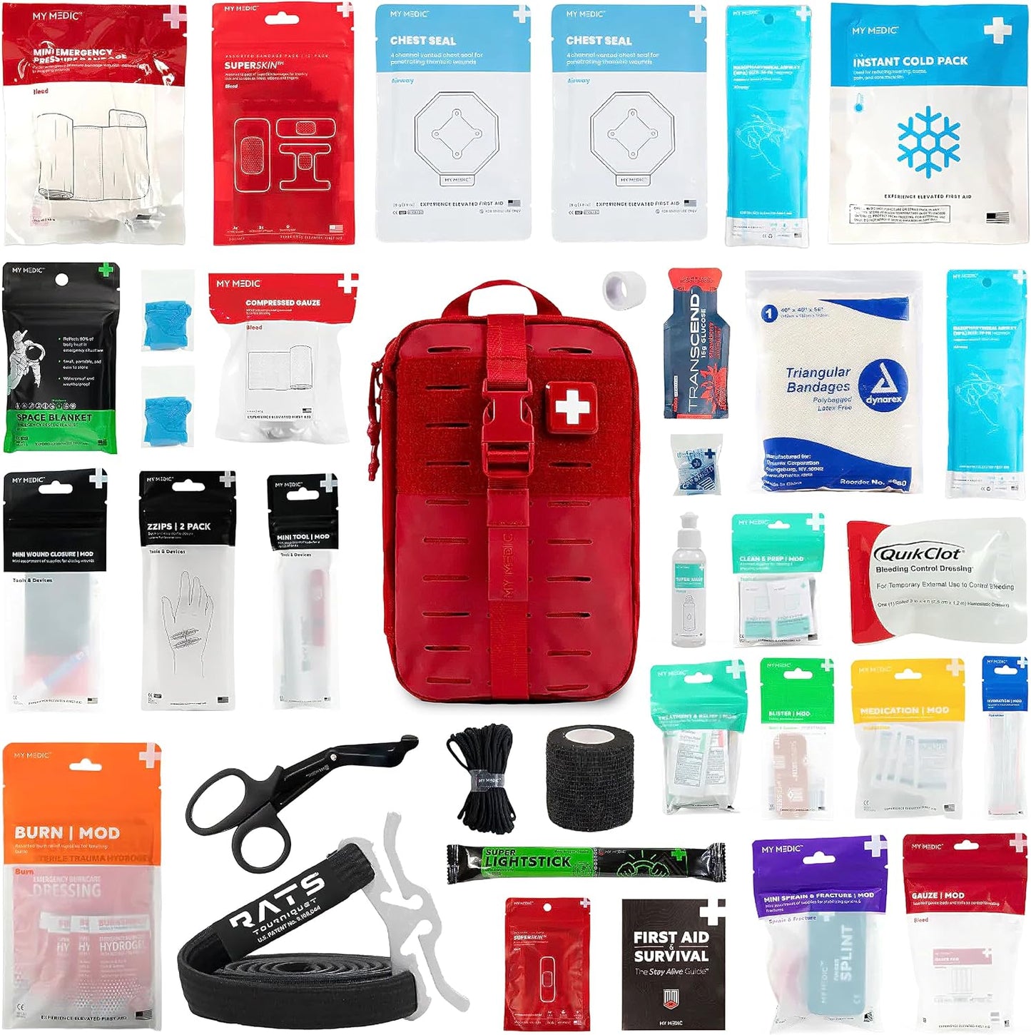 MY MEDIC MyFAK PRO Ifak First Aid Kit - 140 Life Saving Trauma and Medical Items - HSA FSA Home Medical Kit for Camping or Car - Red