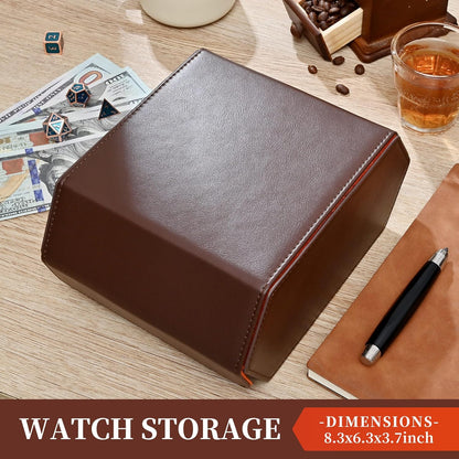 Watch Roll Travel Case for 4 Watchs Storage and Organizer,Leather Watch Box with Innovative Slide Pillows & Solid Dividers for Home, Protect and Display