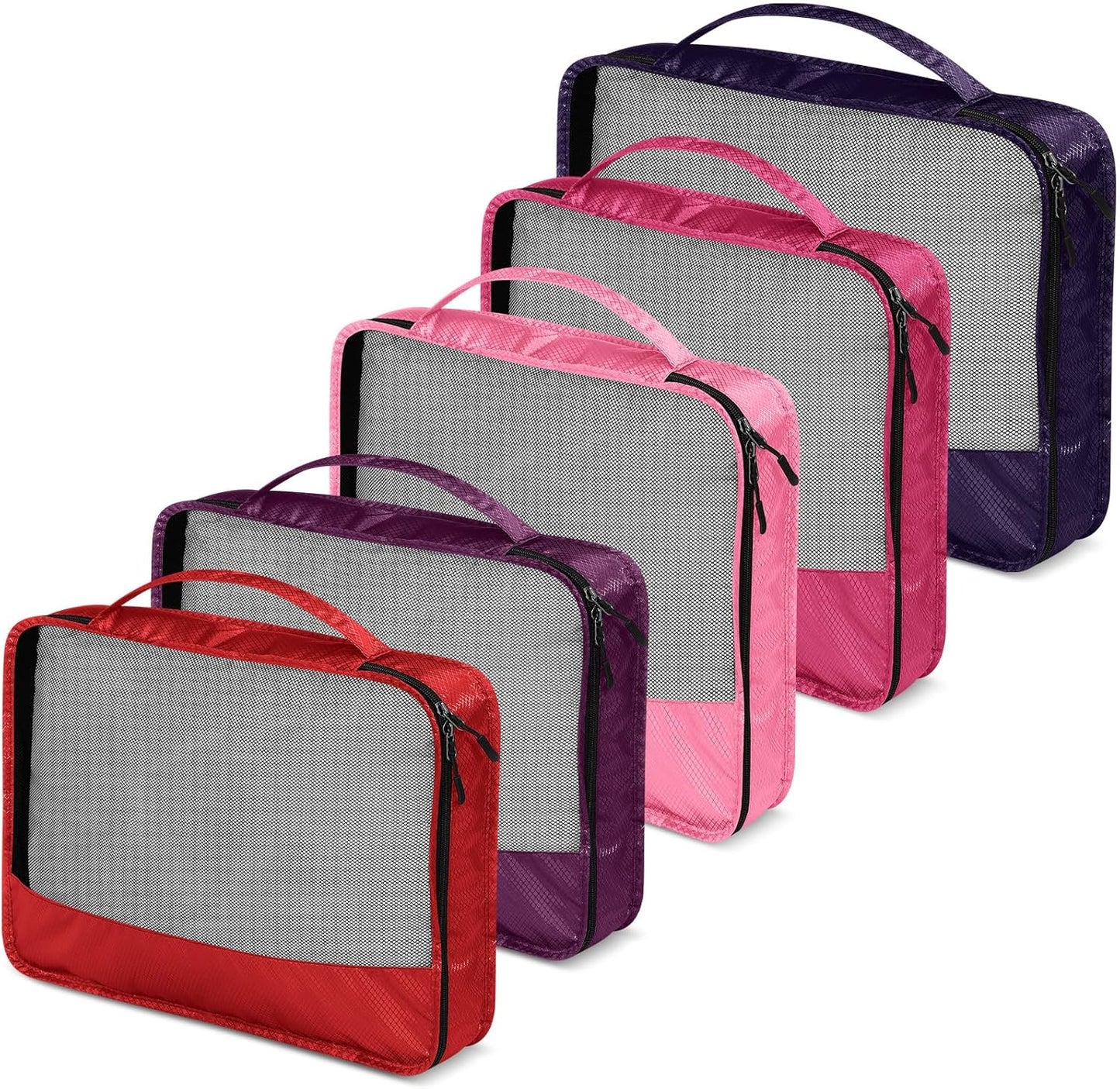5 Pcs Packing Cubes for Suitcase Large Travel Cubes Carry on Luggage Organizer Bags for Clothes Accessories(Mixed,Purple)