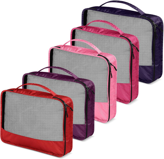 5 Pcs Packing Cubes for Suitcase Large Travel Cubes Carry on Luggage Organizer Bags for Clothes Accessories(Mixed,Purple)