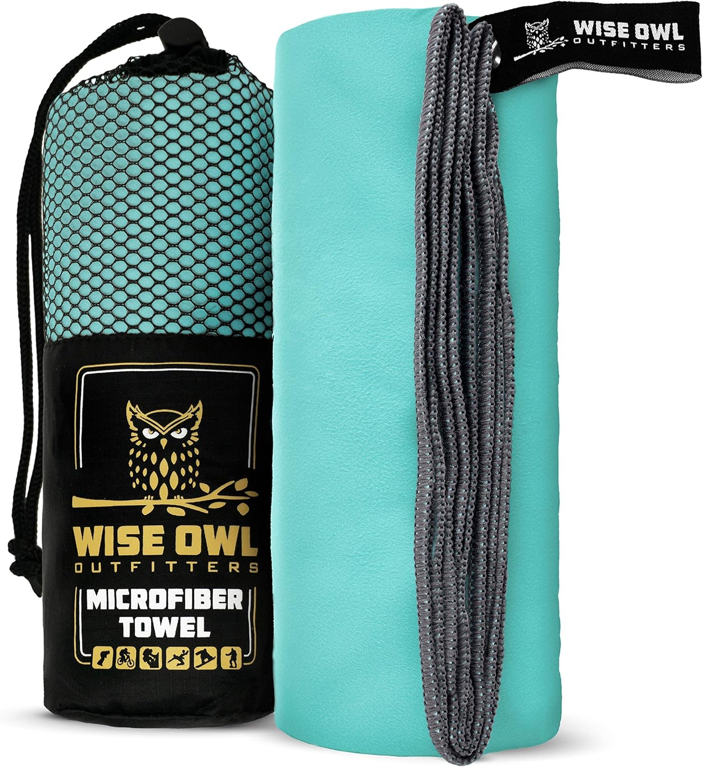 Wise Owl Outfitters Microfiber Camping Towel - Quick Dry Towel for Travel, Backpacking, Hiking, Beach, Gym & Yoga - Compact, Fast Drying & Lightweight