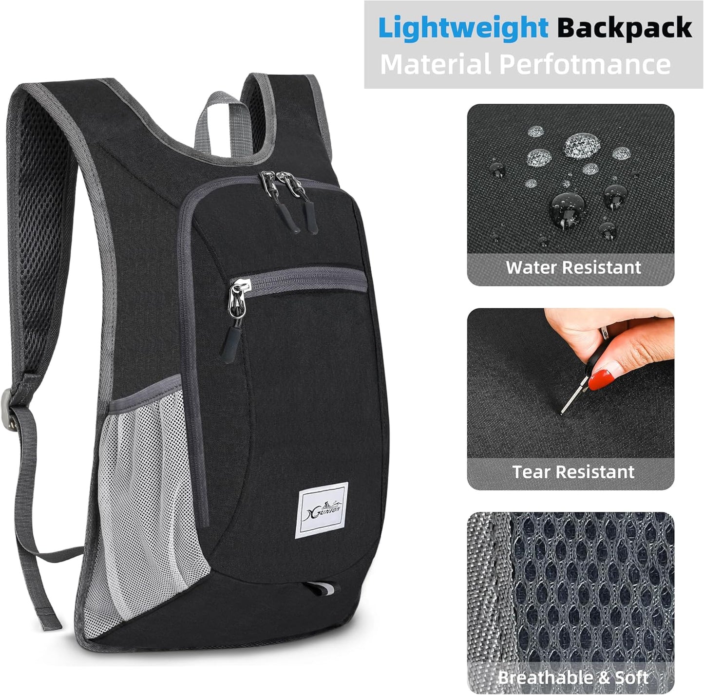 Small Travel Backpack - Lightweight & Foldable, 10L Capacity, Packable & Camping Hiking Daypack for Women & Men (Black)
