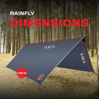Rain Fly12x10 Lightweight Survival Camping Tarp; 100% Waterproof; Makes a Great Backpacking Tarp or Hammock Shelter; Comes in Multiple Colors, Survival Bracelet Included; Grey