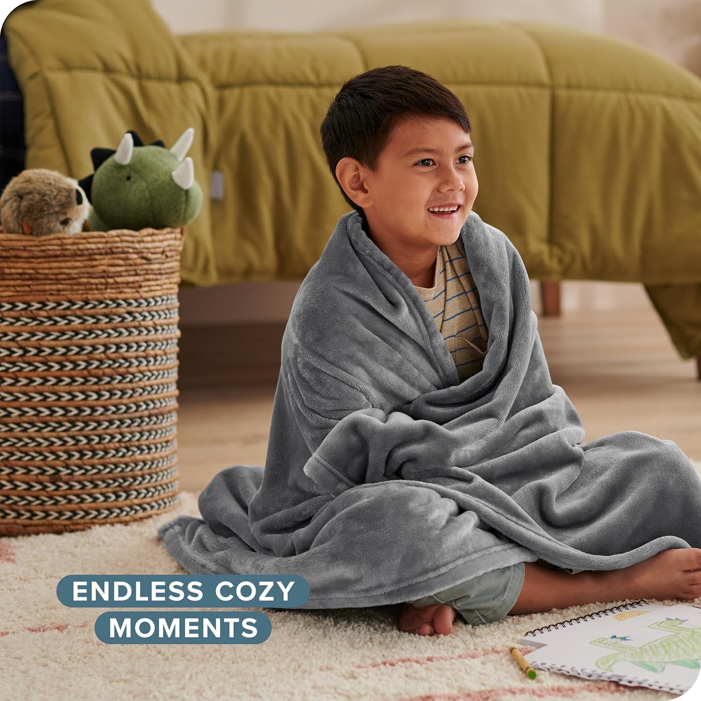 Bare Home Fleece Blanket - Baby Size - Ultra-Soft Lightweight for Bed, Sofa, and Couch - Luxury Microplush - Cozy Warm Blanket (Baby, Grey)