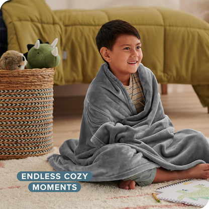 Bare Home Fleece Blanket - Baby Size - Ultra-Soft Lightweight for Bed, Sofa, and Couch - Luxury Microplush - Cozy Warm Blanket (Baby, Grey)