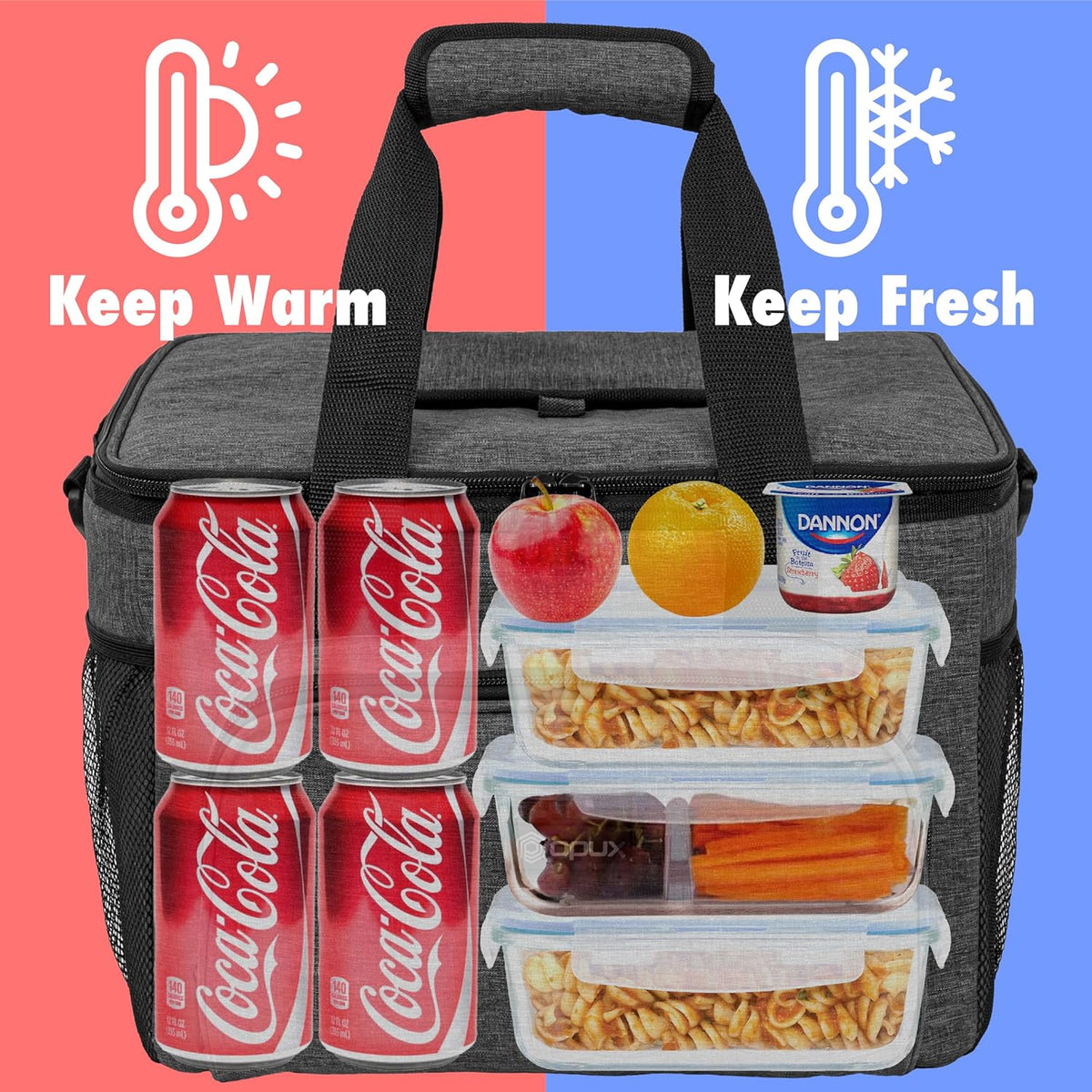 OPUX Soft Cooler Bag, Insulated Collapsible Lunch Cooler Tote for Men Work Camping Beach Travel, Portable Soft Sided Leakproof Waterproof Large Lunch Bag Box with Shoulder Strap 40 Cans, Charcoal Gray