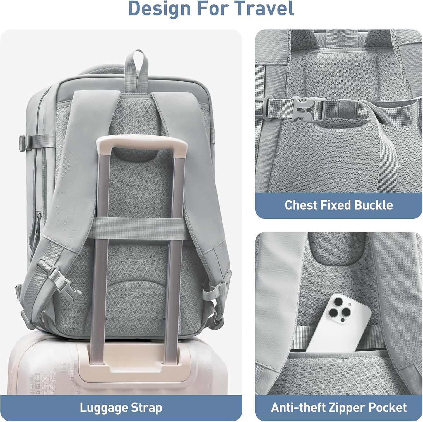 SHOWKOO 40L Travel Backpack for Men & Women, Airline Approved Carry On Laptop Backpack Fits 17.3", Waterproof Personal Item Bag Expandable Large Capacity Weekender Backpack