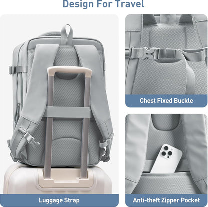 SHOWKOO 40L Travel Backpack for Men & Women, Airline Approved Carry On Laptop Backpack Fits 17.3", Waterproof Personal Item Bag Expandable Large Capacity Weekender Backpack