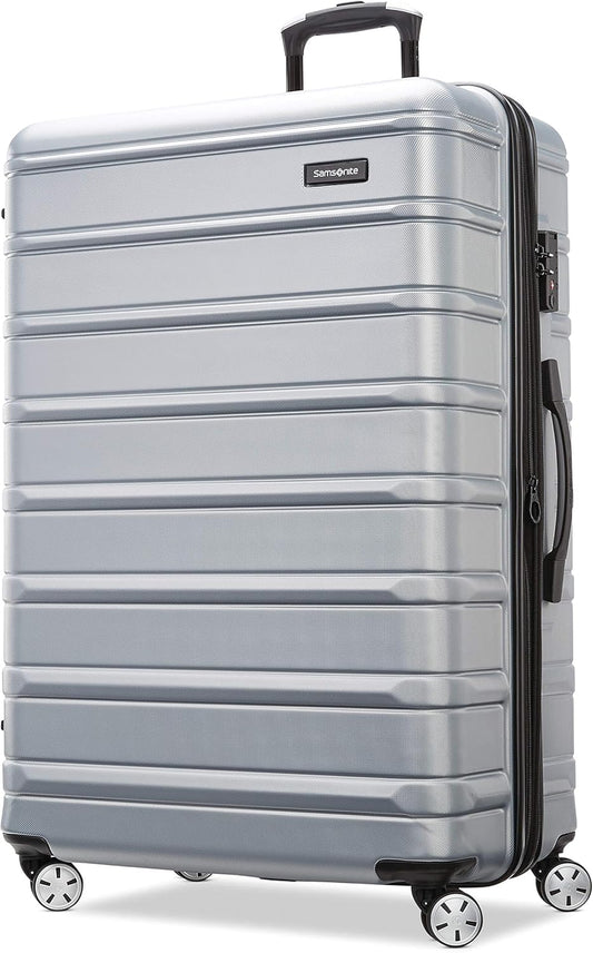 Samsonite Omni 2 28-Inch Large Checked Hardside Luggage with 360° Spinner Wheels - Scratch Resistant Hardshell - TSA Lock - Expandable Polycarbonate Shell for Lightweight Travel - Artic Silver
