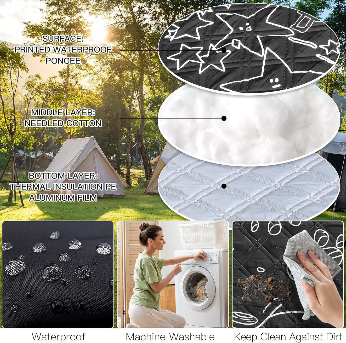 Graffiti Picnic Blanket, 79" x 79" Extra Large Outdoor Picnic Mat, Outdoor Blanket, Beach Blanket, Washable Foldable Portable Blanket for Park Grass/Beach/Camping/Concerts
