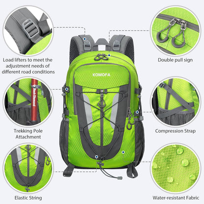 Hiking Backpack 30L Lightweight Travel Daypack Small Day Pack for Men Women Outdoor Camping Backpacking, Green