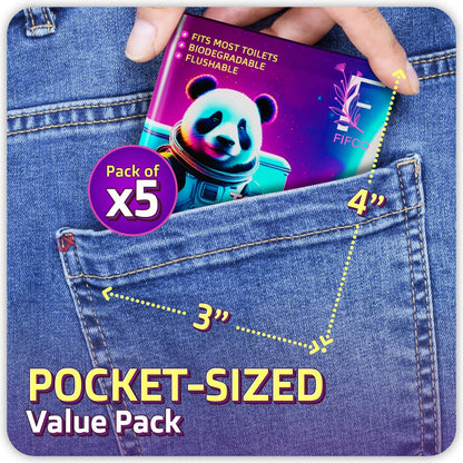 50 Pcs Disposable Toilet Seat Cover - Biodegradable and Flushable Toilet Seat Liners for Public Toilets | Compact One Size Fits All Travel Essentials Toiletries Covers | FIFCO