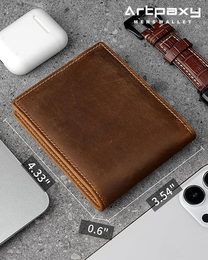 Mens Wallet Genuine Leather Bifold RFID Blocking Wallet - Image 7