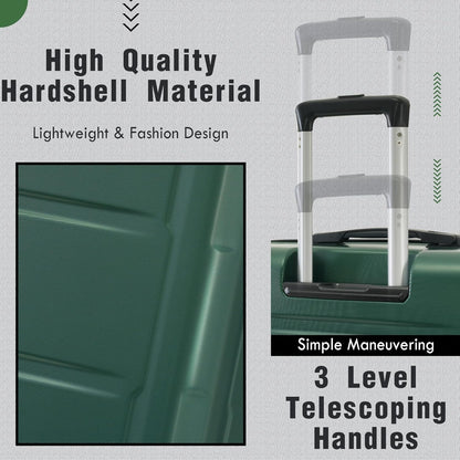 Merax Luggage Set 2 Piece Suitcase Sets with Spinner Wheel,Lightweight Hardside Expandable Travel Laggage with TSA Lock,Suitcase with Travel Bag(20"/28",Green)