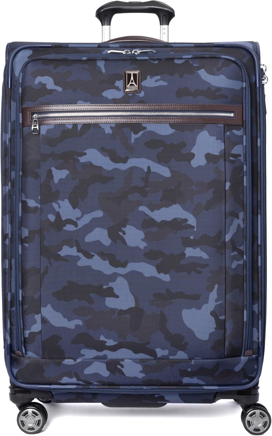 Travelpro Platinum Elite Softside Expandable Checked Luggage, 8 Wheel Spinner Large Suitcase, TSA Lock, Men and Women, Navy Camouflage, Checked Large 29-Inch