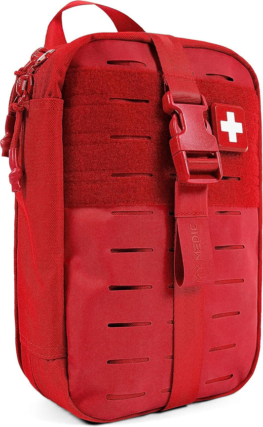 MY MEDIC MyFAK PRO Ifak First Aid Kit - 140 Life Saving Trauma and Medical Items - HSA FSA Home Medical Kit for Camping or Car - Red