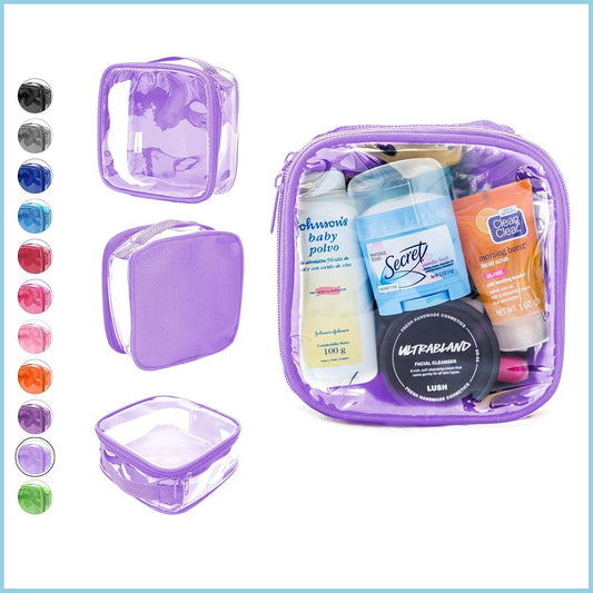 EzPacking Clear TSA Approved 3-1-1 Travel Toiletry Bag for Carry On/Quart Size Transparent Liquids Pouch for Airport Security/Reusable See Through Vinyl & PVC Plastic Organizer Men Women (Lilac)