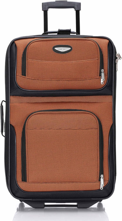 Travel Select Amsterdam 4-Piece Softside Expandable Rolling Luggage Set, Lightweight 2-Wheel Suitcases, Packing Cubes, Travel Tote, Durable Polyester Construction, Orange