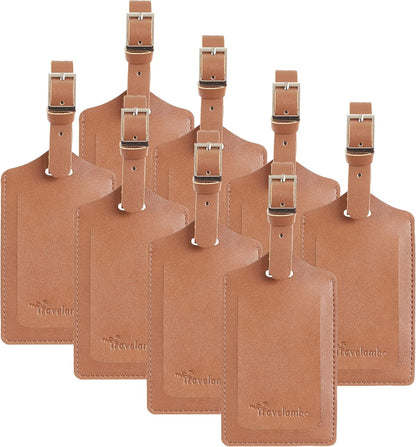 8 Pack Leather Luggage Travel Bag Tags by Travelambo