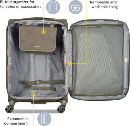 DELSEY PARIS Helium DLX Softside Expandable Luggage with Spinner Wheels, Navy Blue, Checked-Large 29 Inch