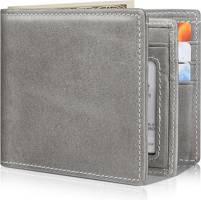 Mens Wallet Bifold Genuine Leather RFID Blocking Wallet by Artpaxy